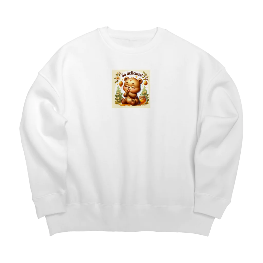 Yuya-Naganoの可愛い小熊が蜂蜜を美味しそうに舐めています Big Crew Neck Sweatshirt