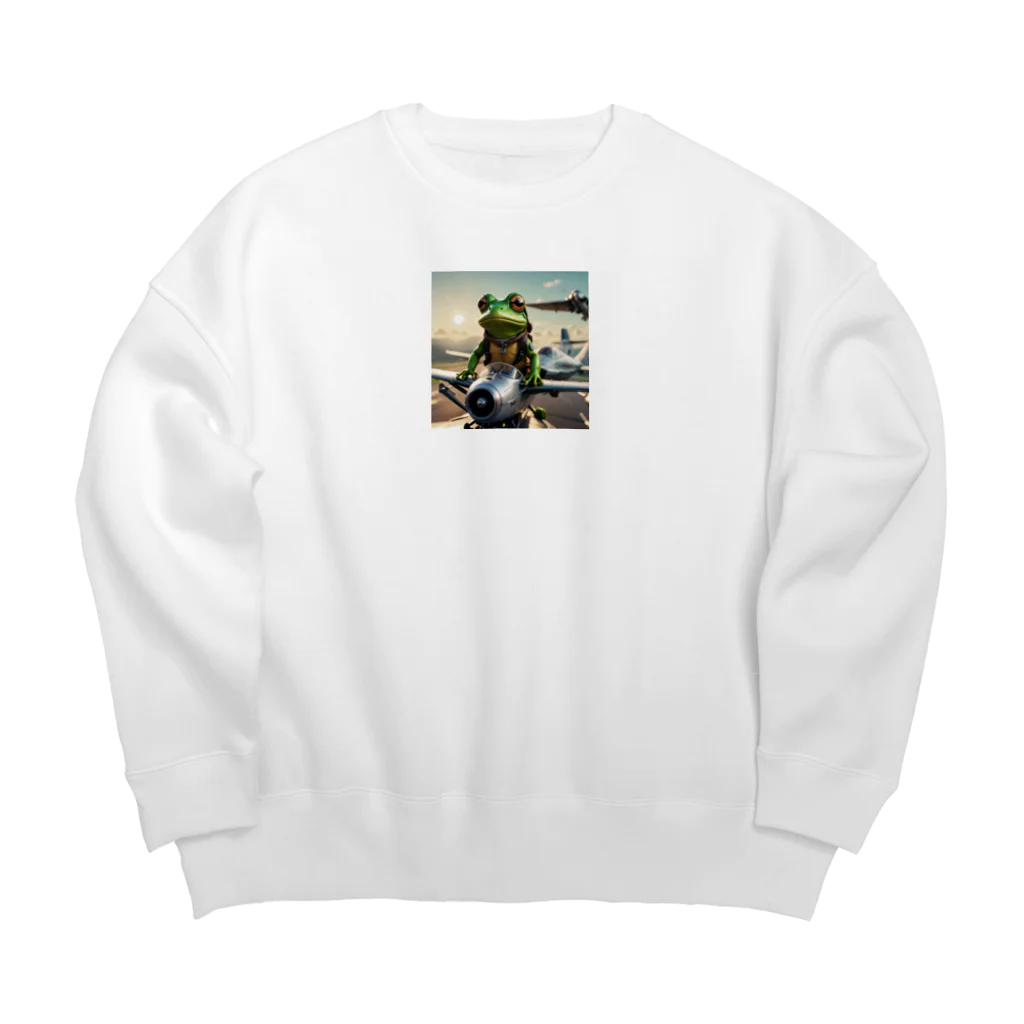 Shuji Nの飛行機を操縦しているカエル Big Crew Neck Sweatshirt