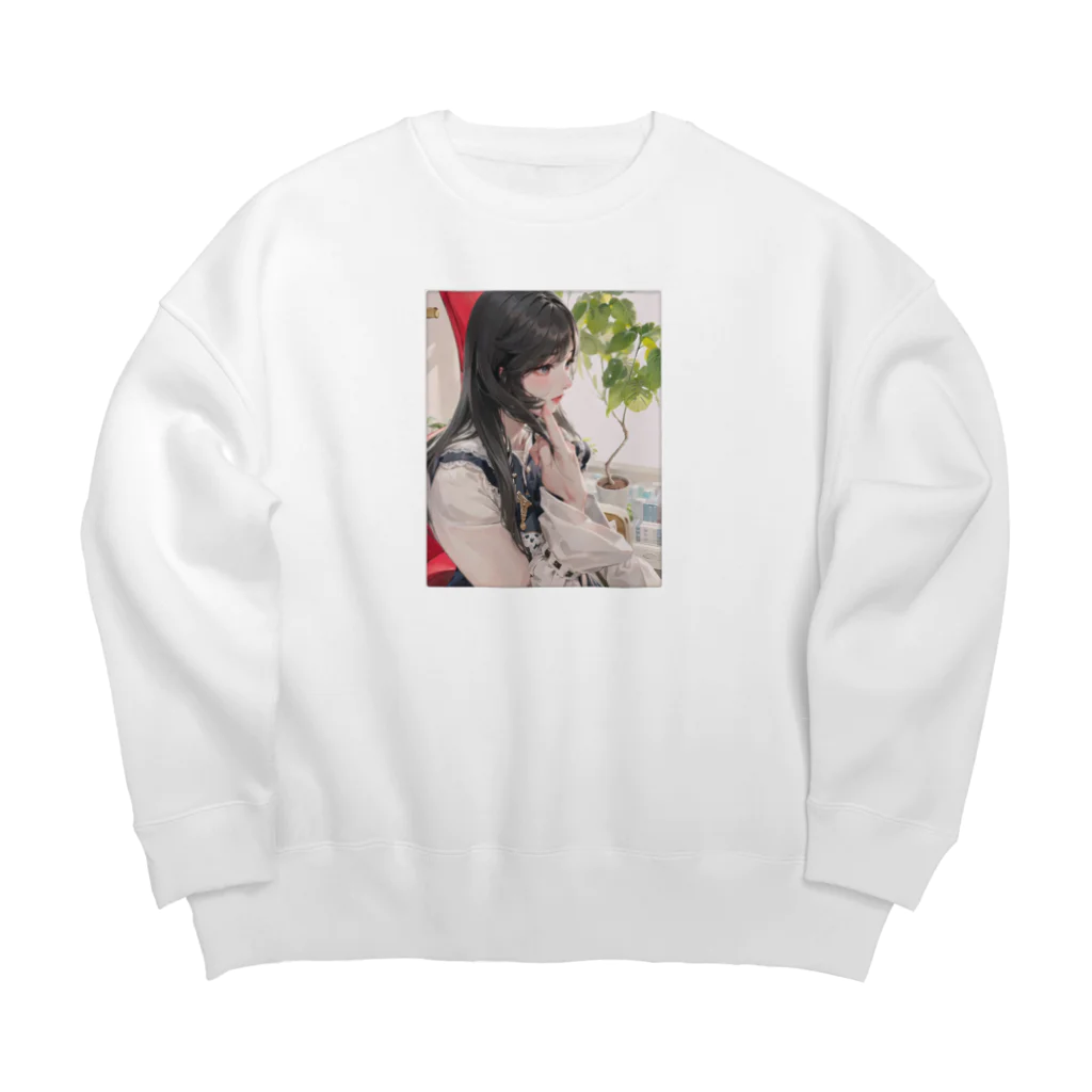 nekozou1986の美少女シリーズ”なごみ” Big Crew Neck Sweatshirt