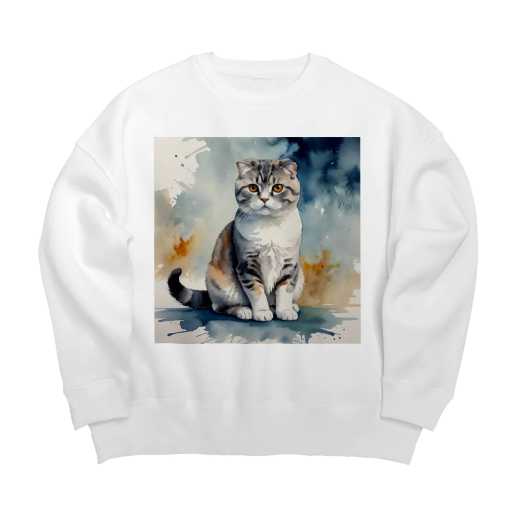 Animal Illustration shopのビション・フリーゼ　Bichon Frise　水彩画風 Big Crew Neck Sweatshirt