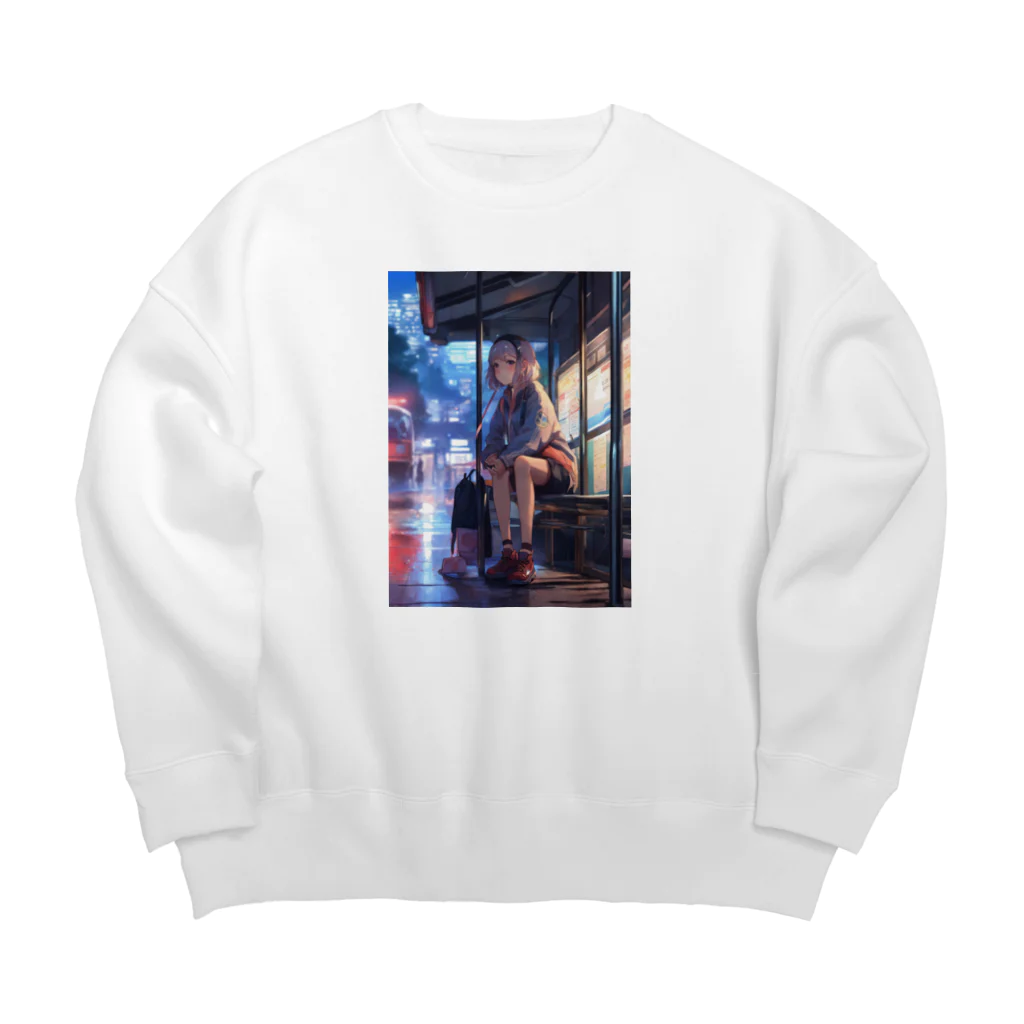 AI美女の館の二次元の女の子 Big Crew Neck Sweatshirt