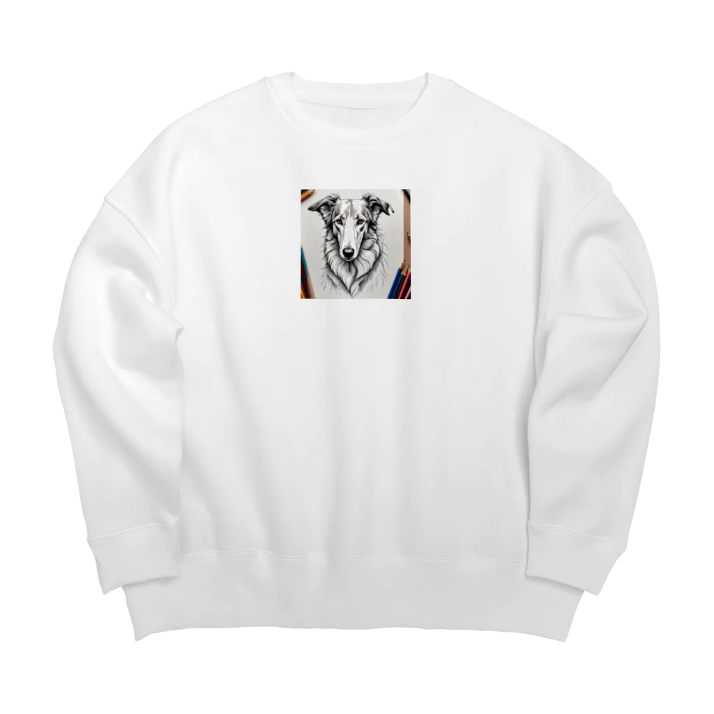 マニーのわんちゃんグッズの ボルゾイ（犬）をモチーフにしたわんちゃんNo.2 Big Crew Neck Sweatshirt