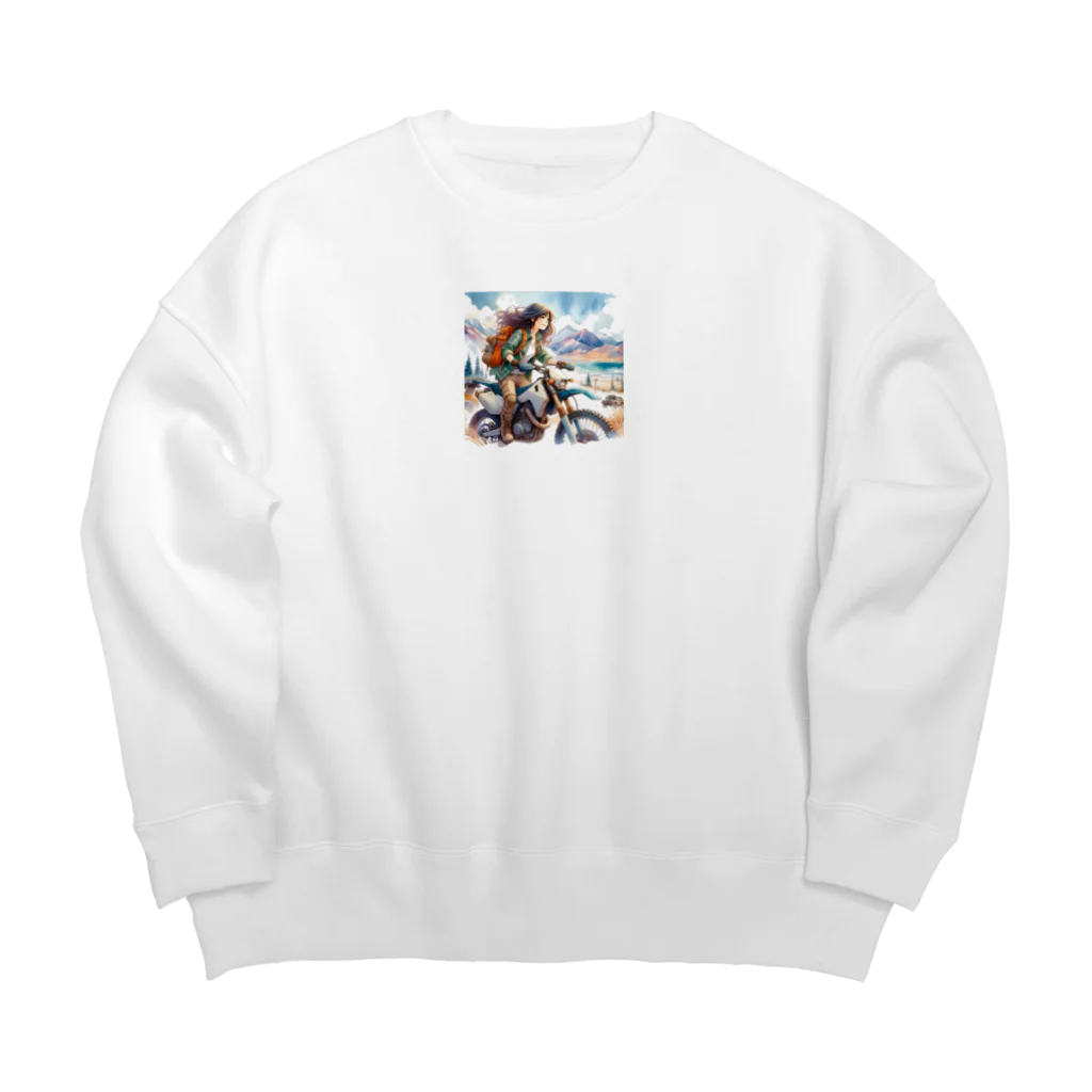 ヨーカズのバイク女子リナ Big Crew Neck Sweatshirt