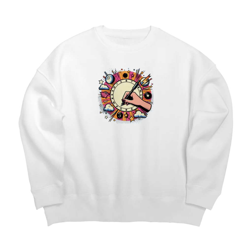 momonekokoのキャンバスに絵を描く女性 Big Crew Neck Sweatshirt