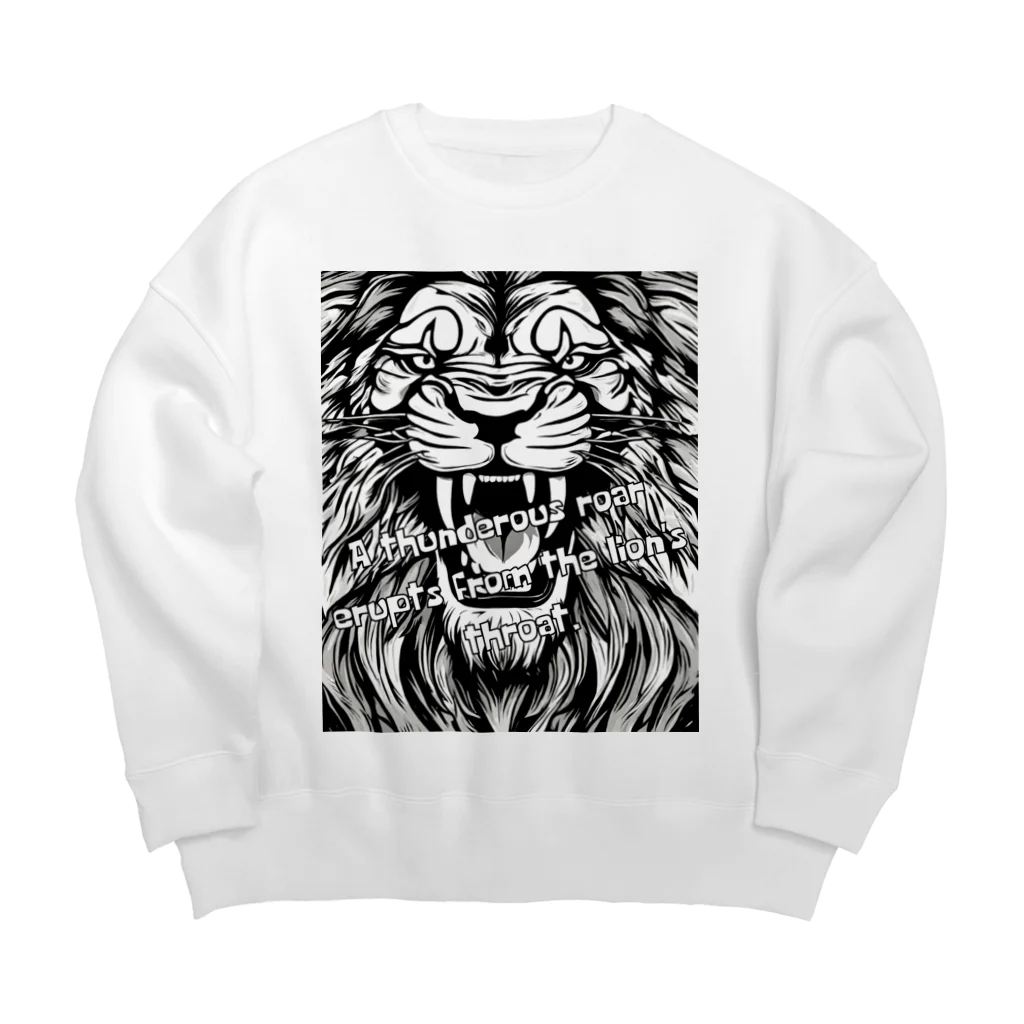 SERIY_SHOPの荘厳なる支配者：モノトーンのライオンの描画 Big Crew Neck Sweatshirt