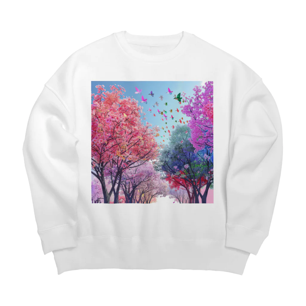 AQUAMETAVERSEの自然の美しい木々と鳥　なでしこ1478 Big Crew Neck Sweatshirt