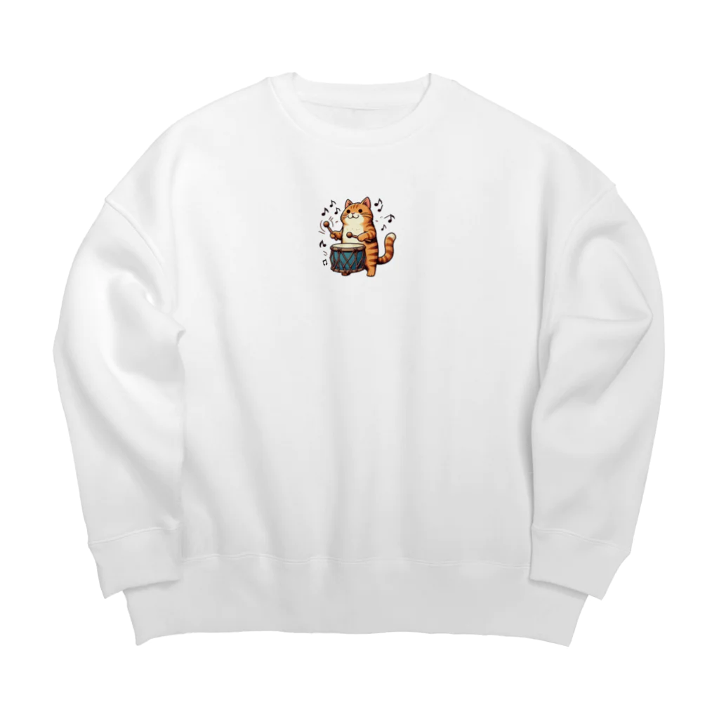 nono_0703の太鼓・ネコ Big Crew Neck Sweatshirt