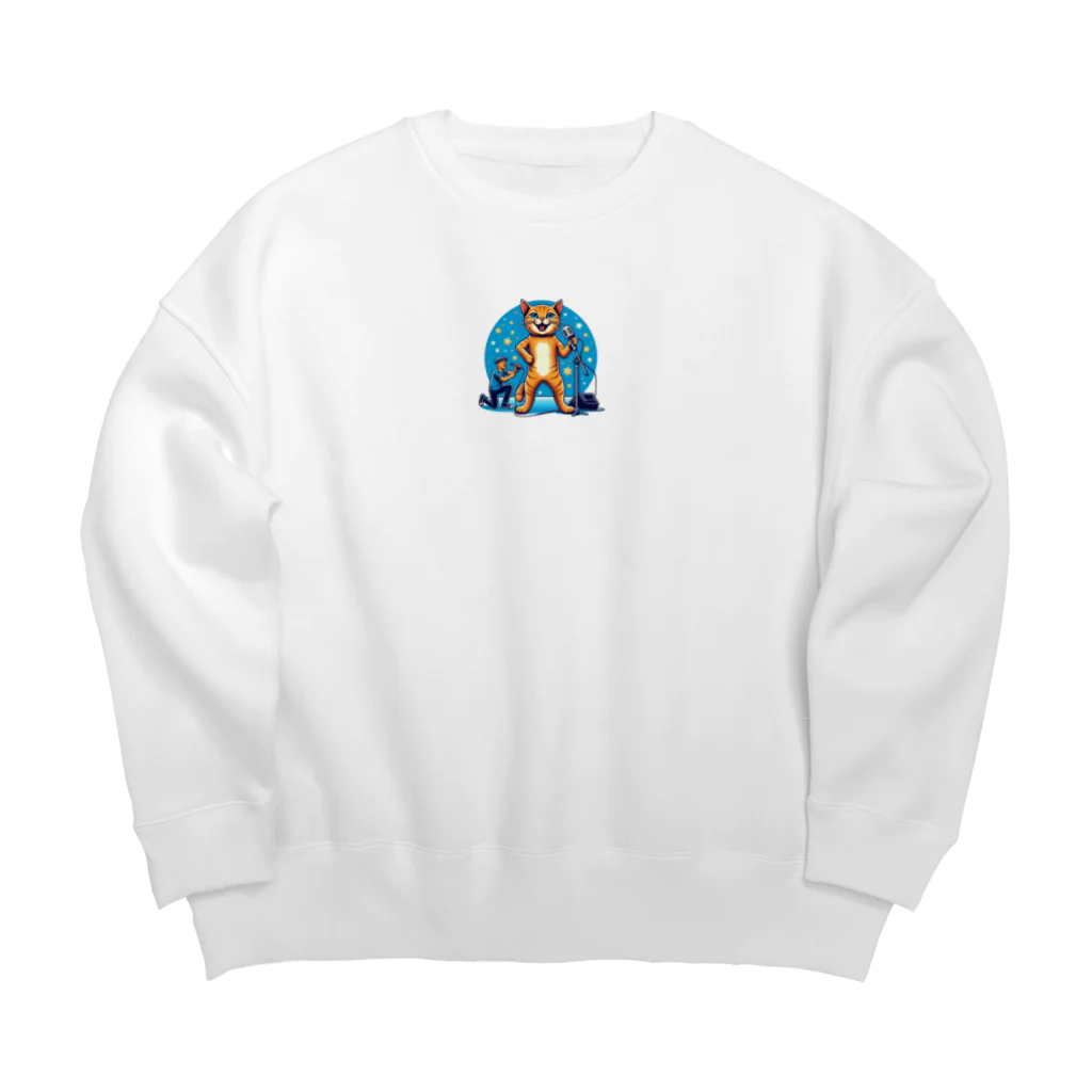 nono_0703のボーカル・ネコ Big Crew Neck Sweatshirt