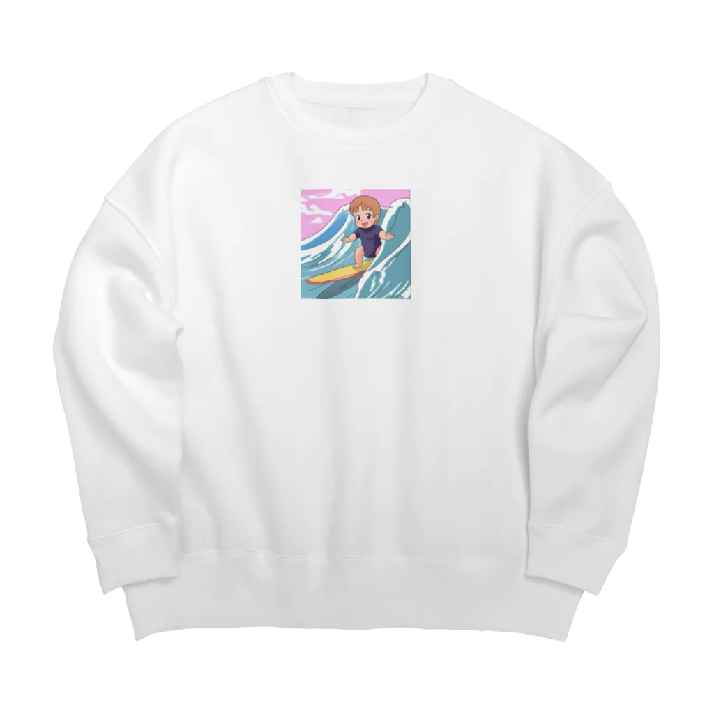 hibiking06の赤ちゃん　サーフィン Big Crew Neck Sweatshirt