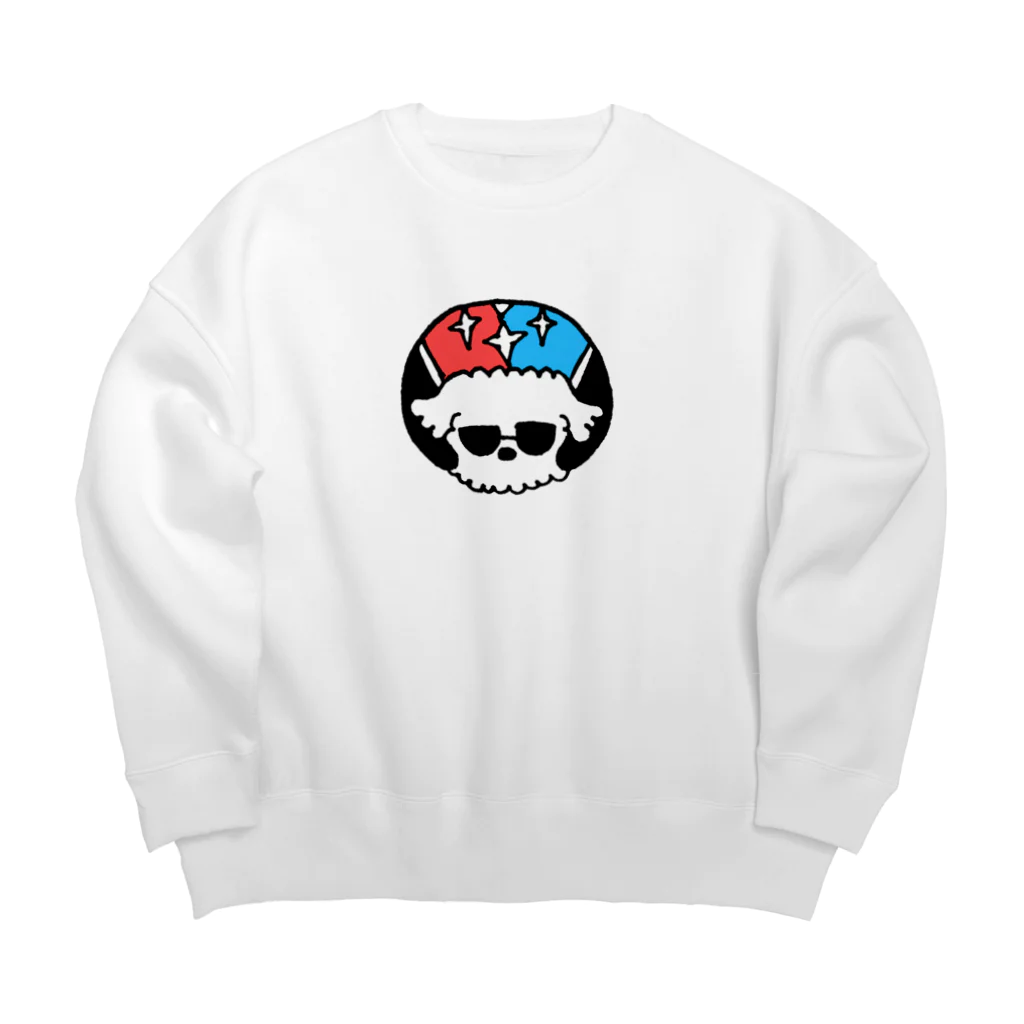 loco moco maruのバイクヘルメットわんこ Big Crew Neck Sweatshirt