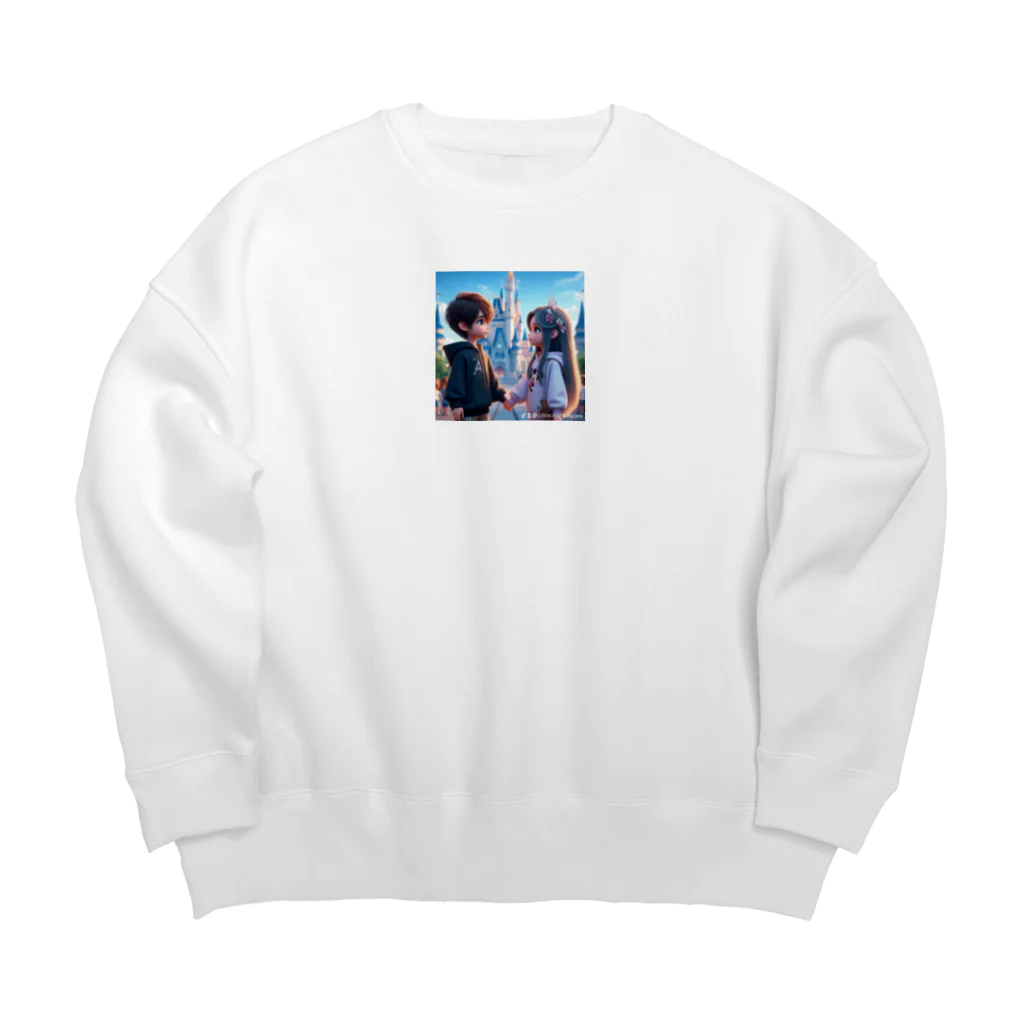 ウエディング♡カップルグッズのPIXAR風カップル Big Crew Neck Sweatshirt