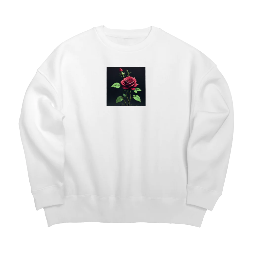 ユウキスタイリッシュショップの一輪のバラ Big Crew Neck Sweatshirt