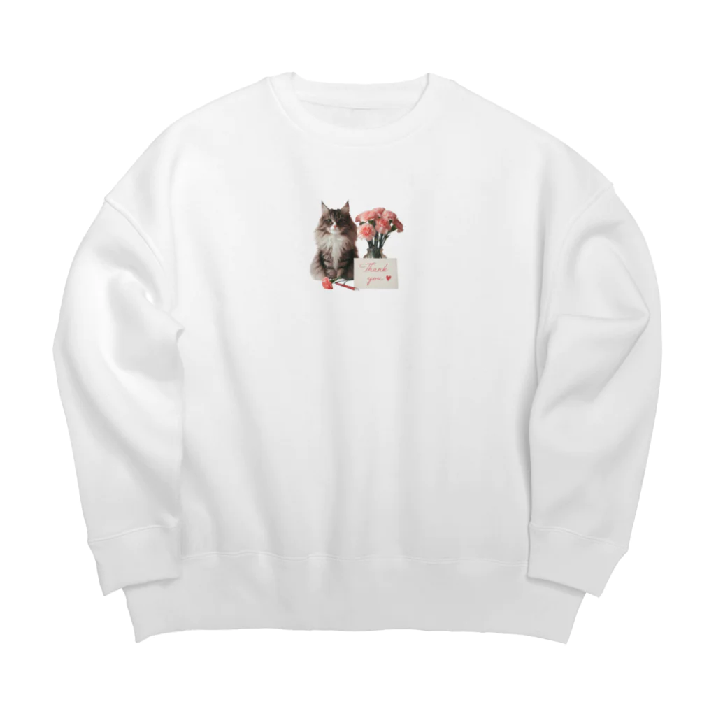 Y m @Y's shopの猫とカーネーション Big Crew Neck Sweatshirt