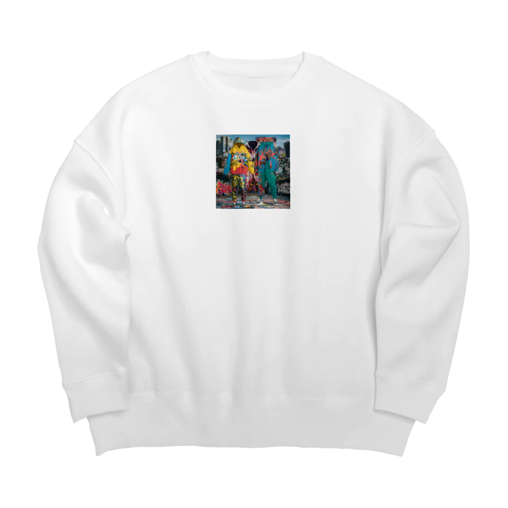 かてこの洋服販売所のUrban Rainbow: Bold Hip-Hop Fashion Big Crew Neck Sweatshirt