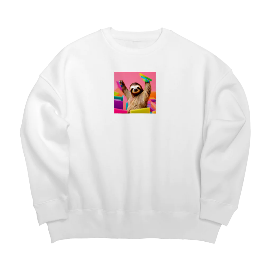 にっしーの部屋の元気です！ナマケモノ Big Crew Neck Sweatshirt