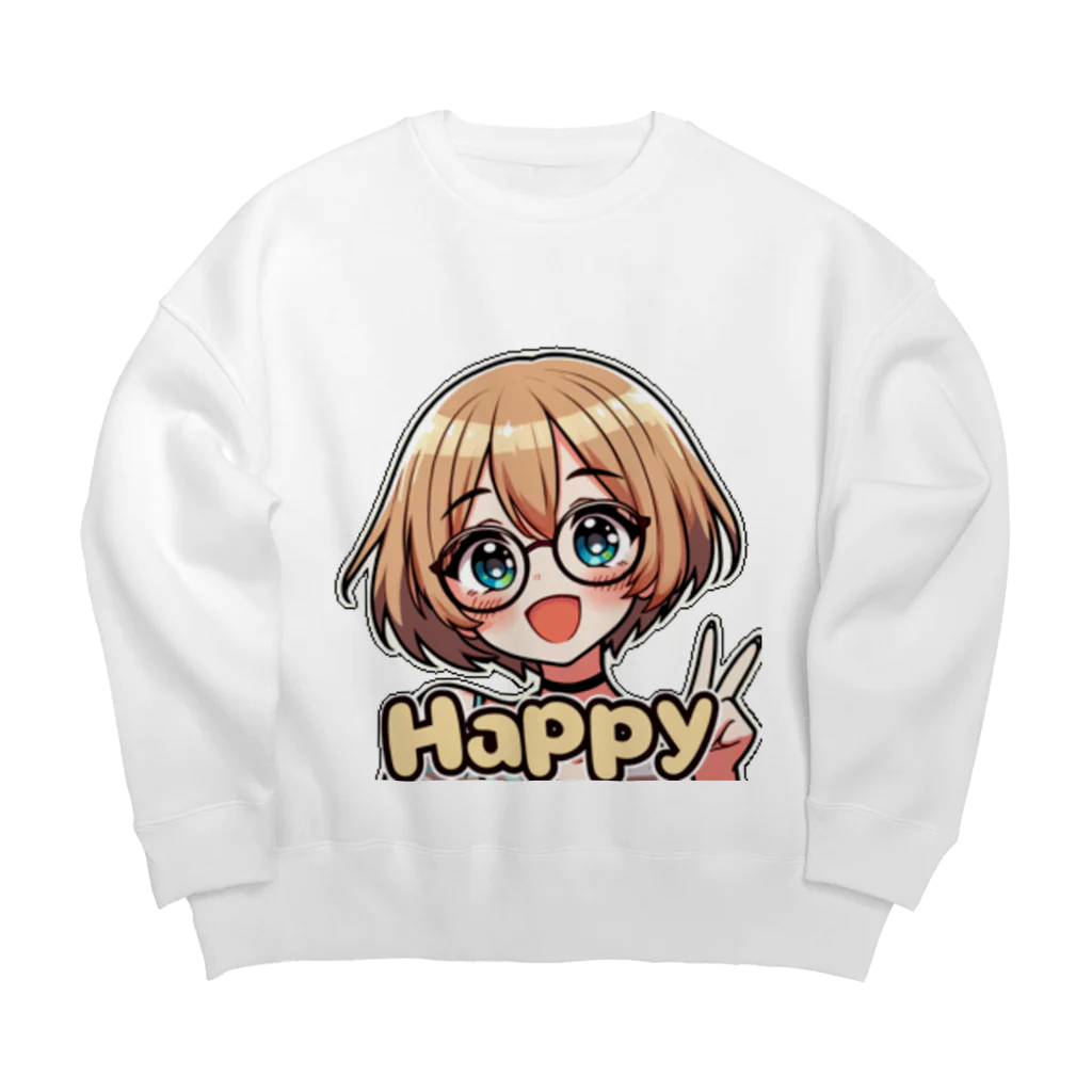 Kusareshiroの金髪ショートカット眼鏡美少女ちゃん Big Crew Neck Sweatshirt