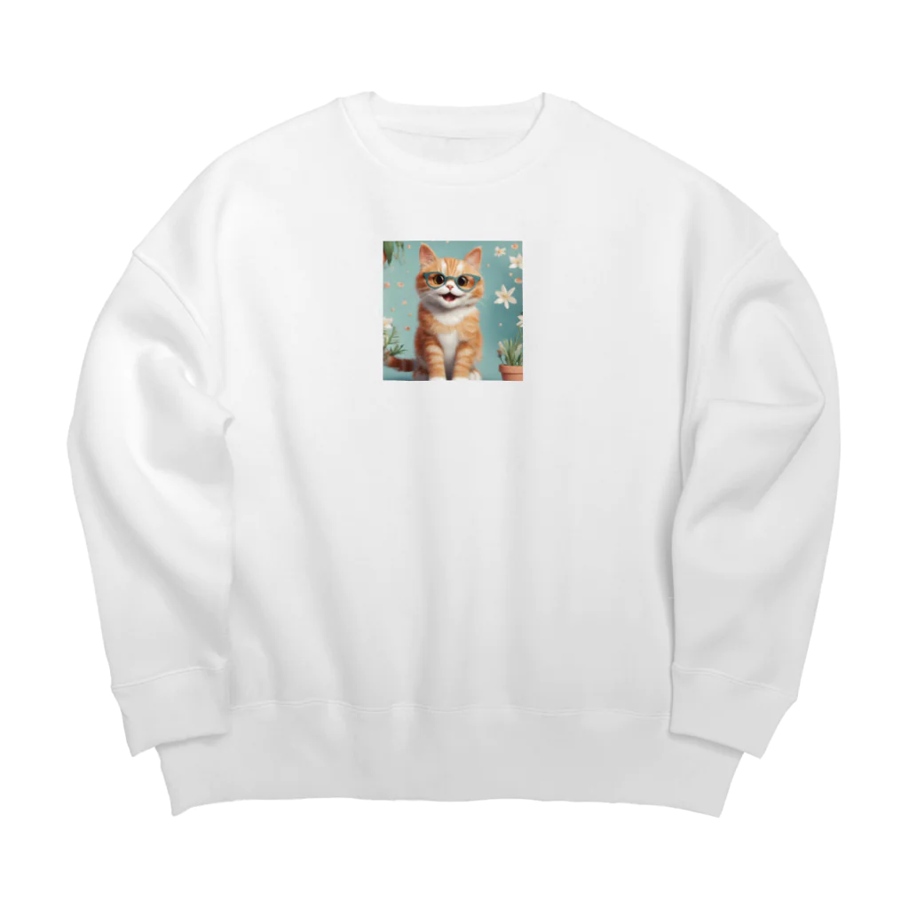 みっぴーちゃんのメガネの茶トラちゃん Big Crew Neck Sweatshirt