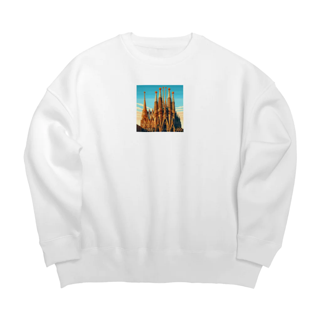 Pixel Art Goodsのサクラダファミリア（pixel art） Big Crew Neck Sweatshirt