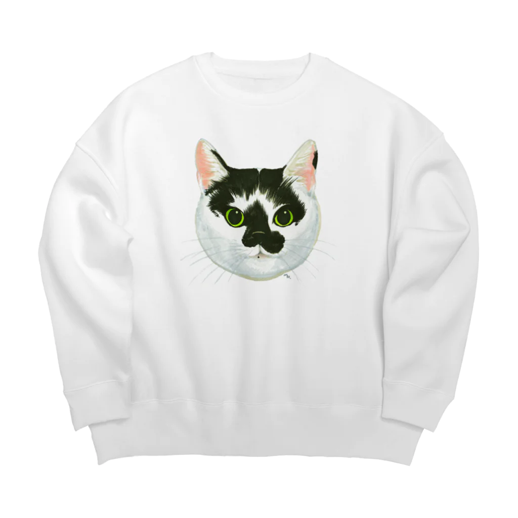 segasworksのねこさんのお顔（白黒ねこ） Big Crew Neck Sweatshirt