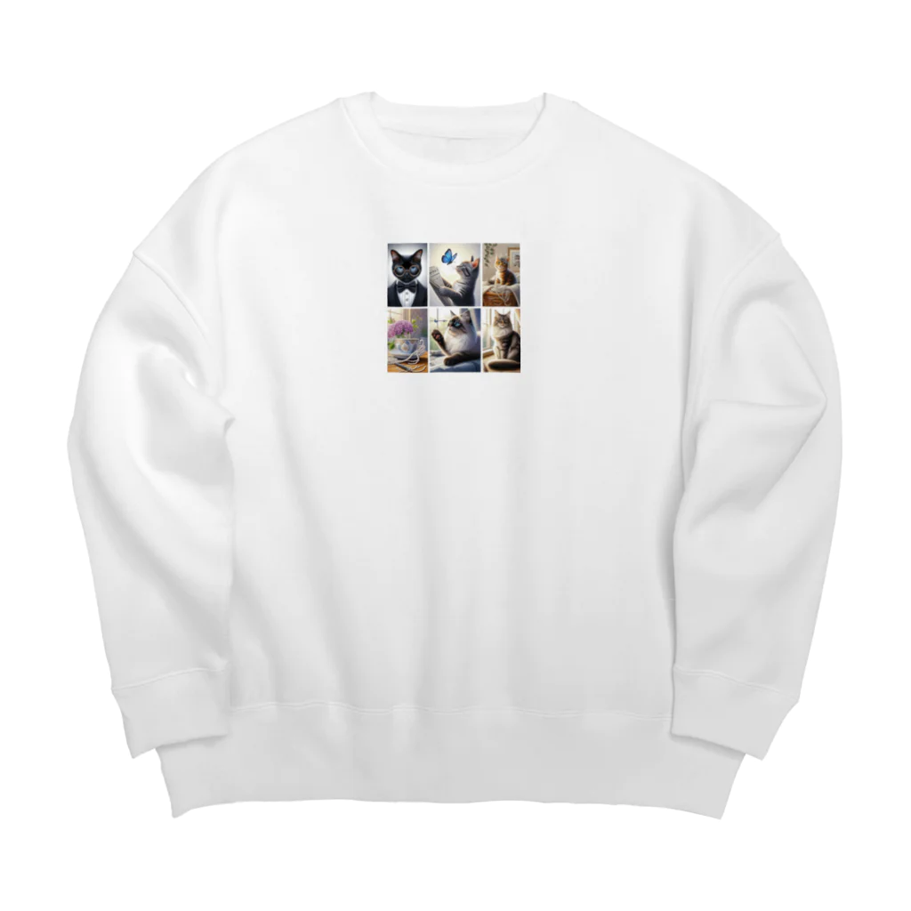 tu-suteppuのAIキャット Big Crew Neck Sweatshirt