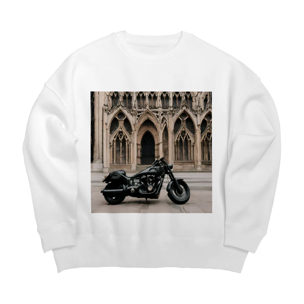 the blue seasonのゴシックの影に佇む漆黒のバイク Big Crew Neck Sweatshirt