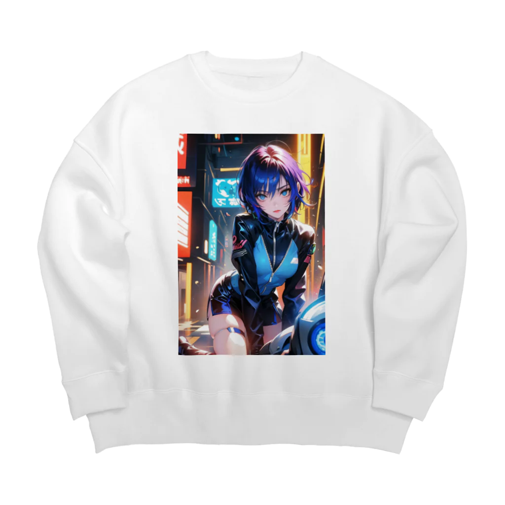 DRILLERのサイバーパンク　2次元美少女 Big Crew Neck Sweatshirt