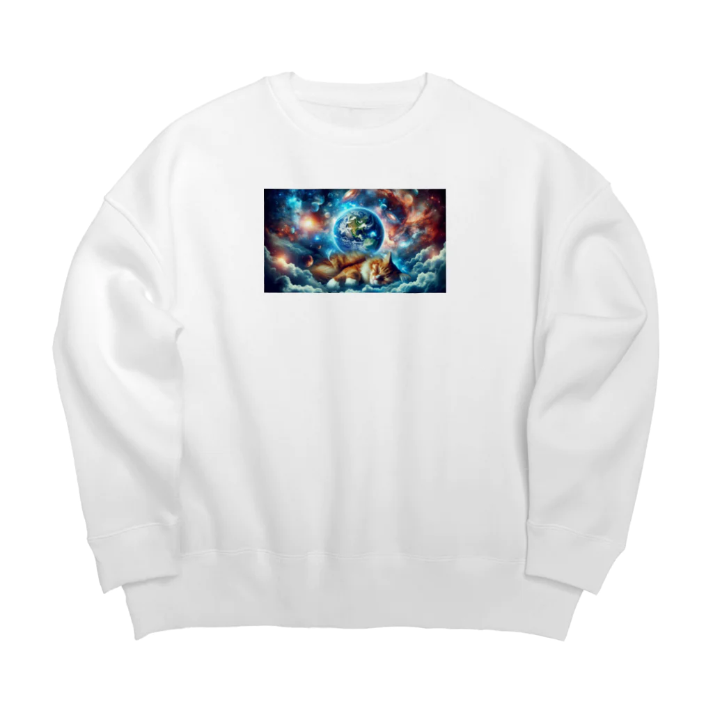 space catの夢見る猫 Big Crew Neck Sweatshirt