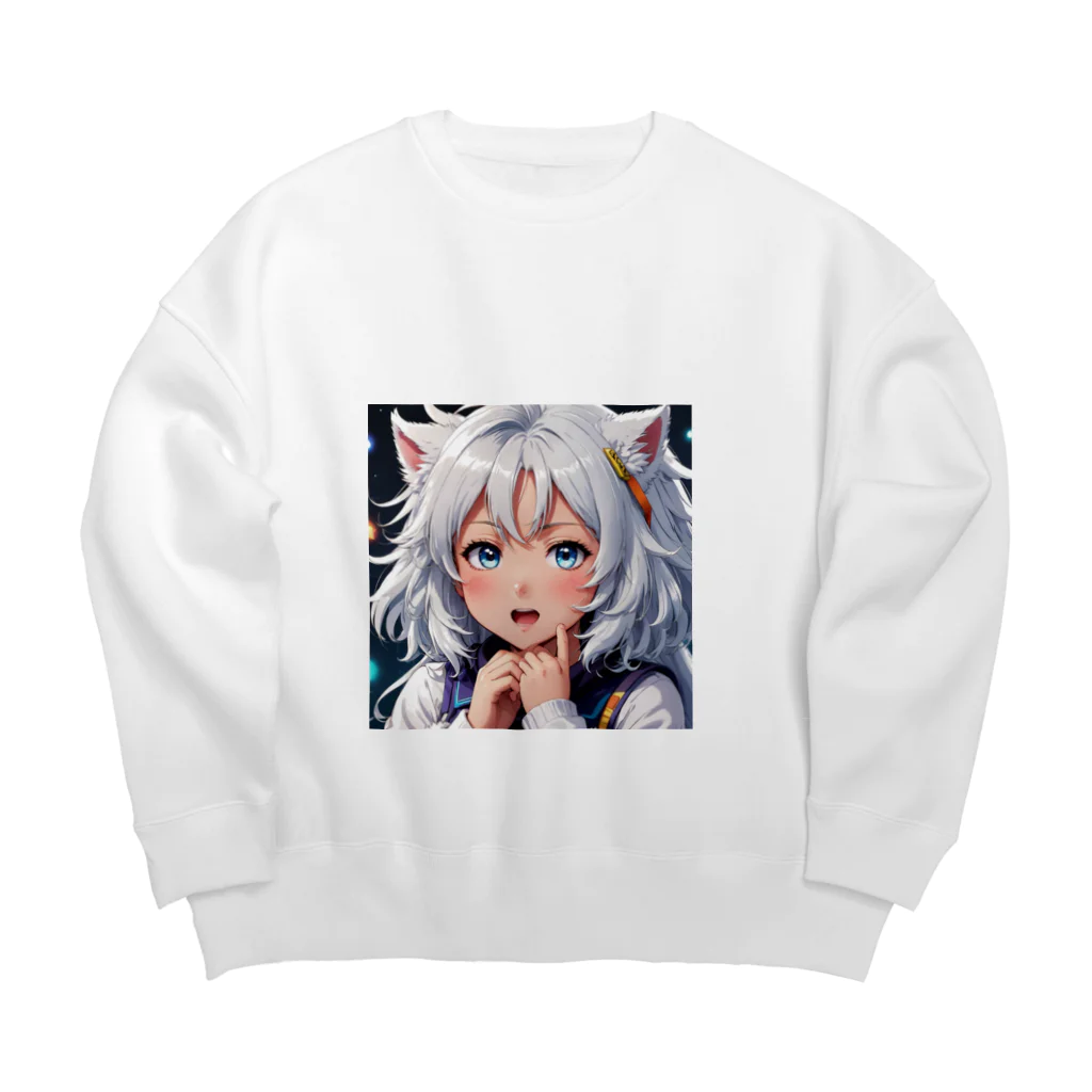 巫女スタぐらむのもふもふの美少女甘える Big Crew Neck Sweatshirt