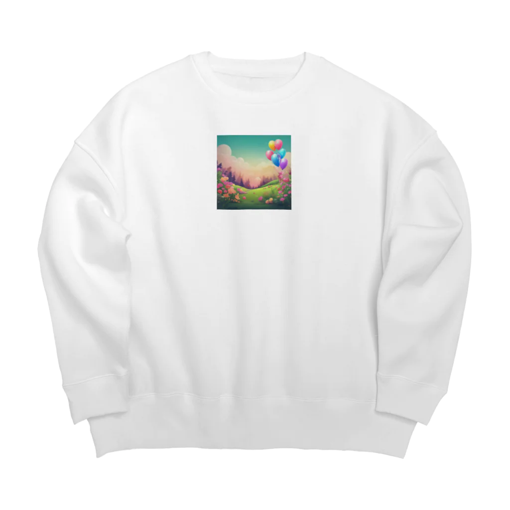 okiraku202のふわふわ風船 Big Crew Neck Sweatshirt