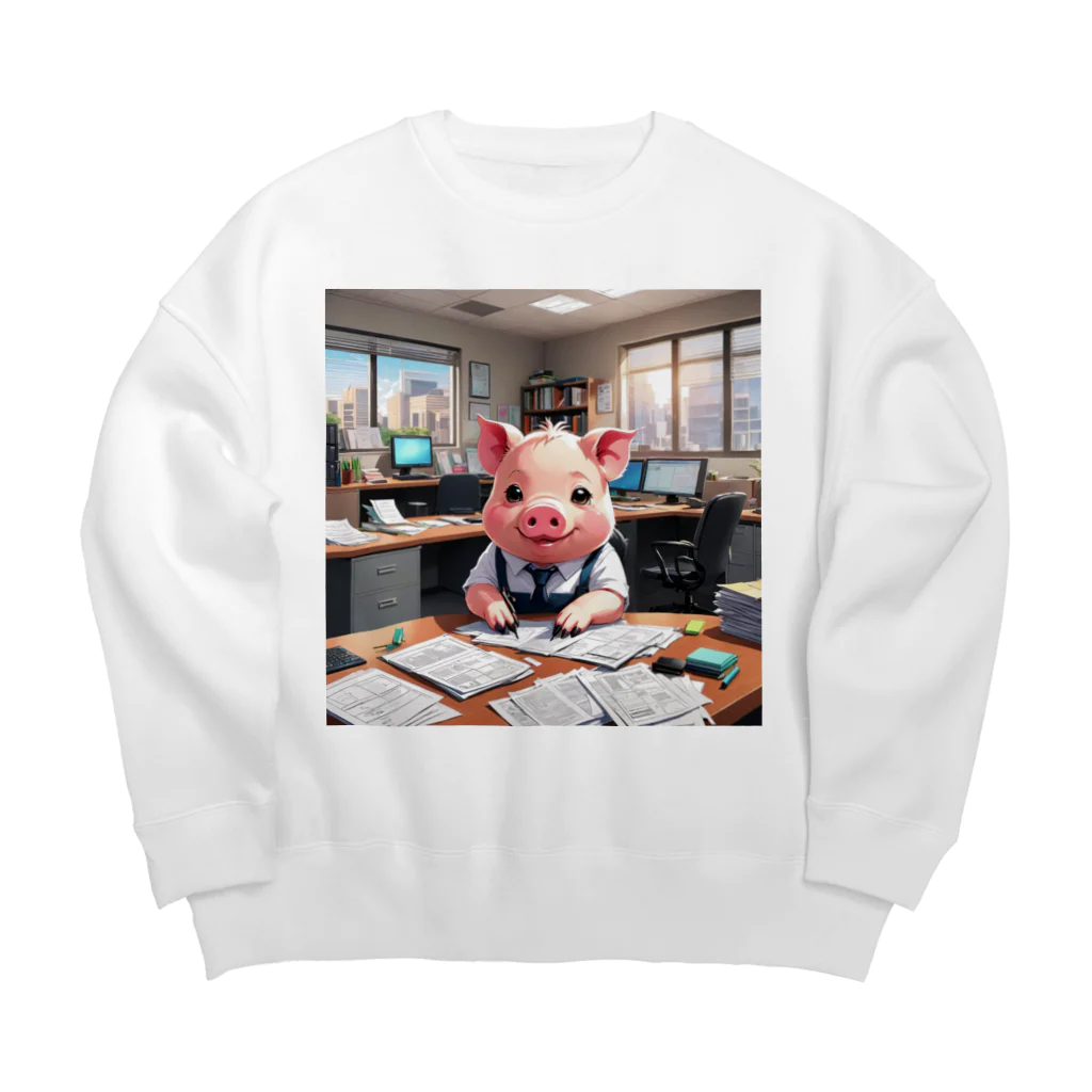 MTHの社内の文書を整理するミニブタ Big Crew Neck Sweatshirt