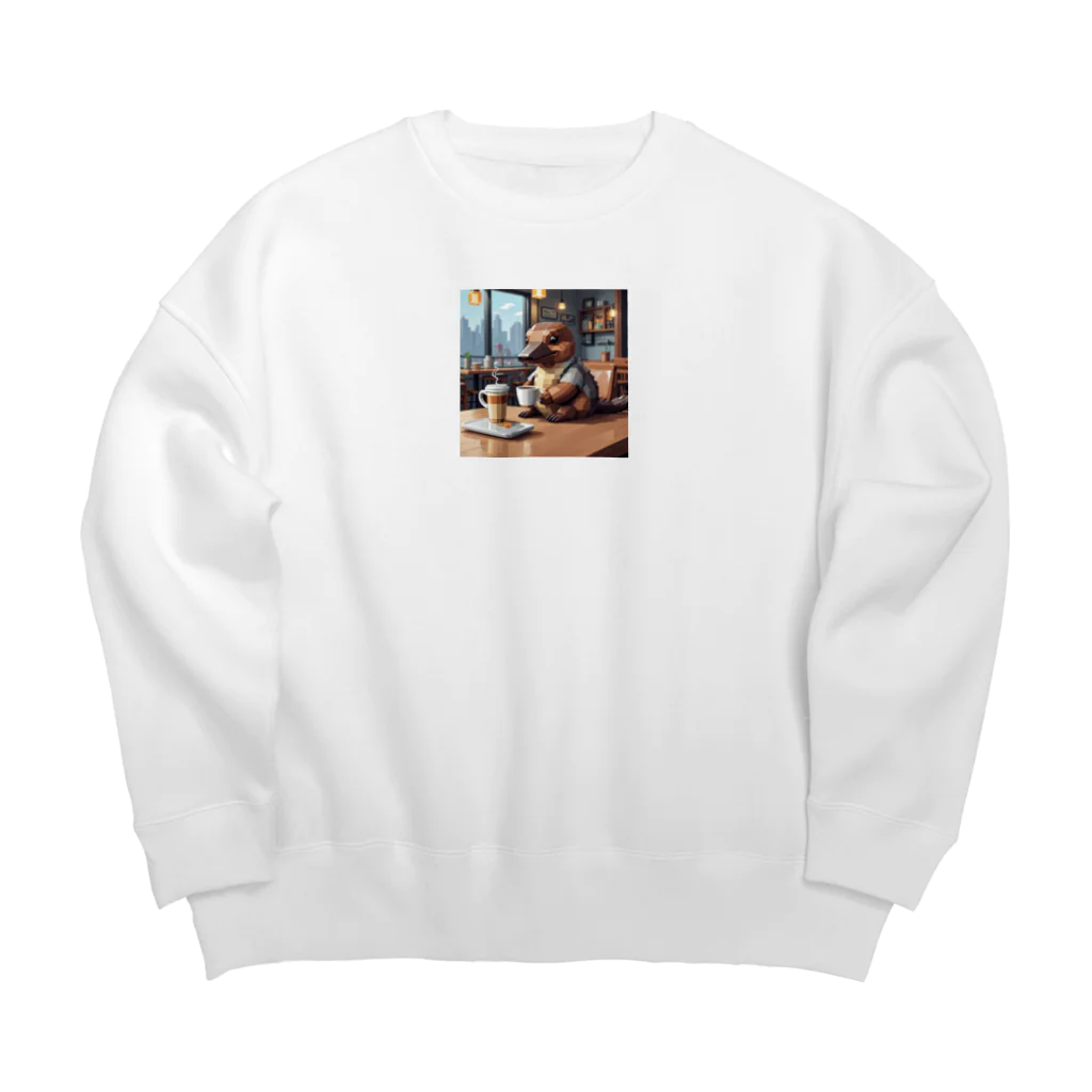 カモノハシかも？のカフェでまったりするカモノハシ Big Crew Neck Sweatshirt