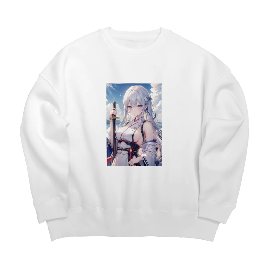 巫女スタぐらむの日本刀をもった美少女 Big Crew Neck Sweatshirt