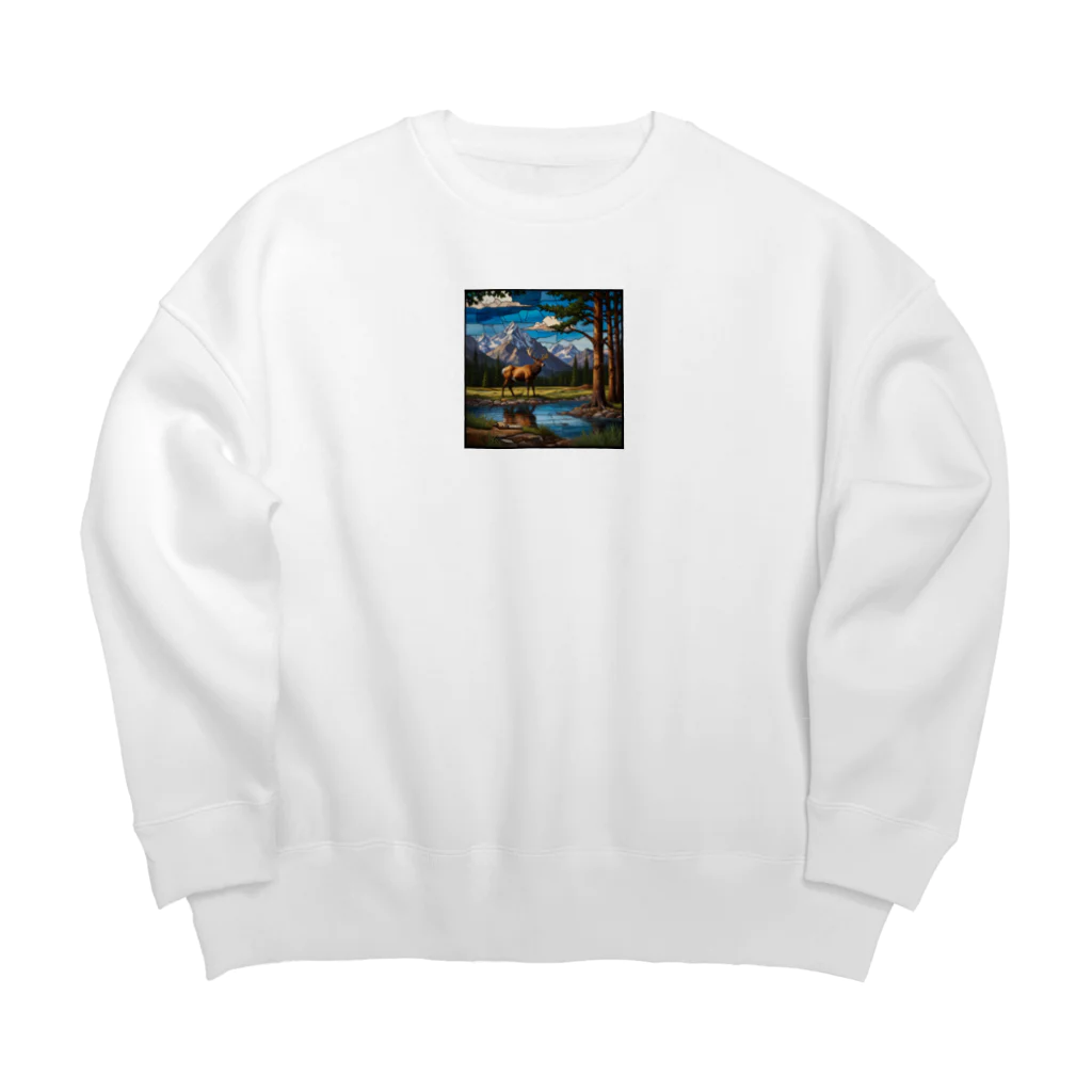 ganeshaの北米ロッキー山脈ステンドグラス Big Crew Neck Sweatshirt