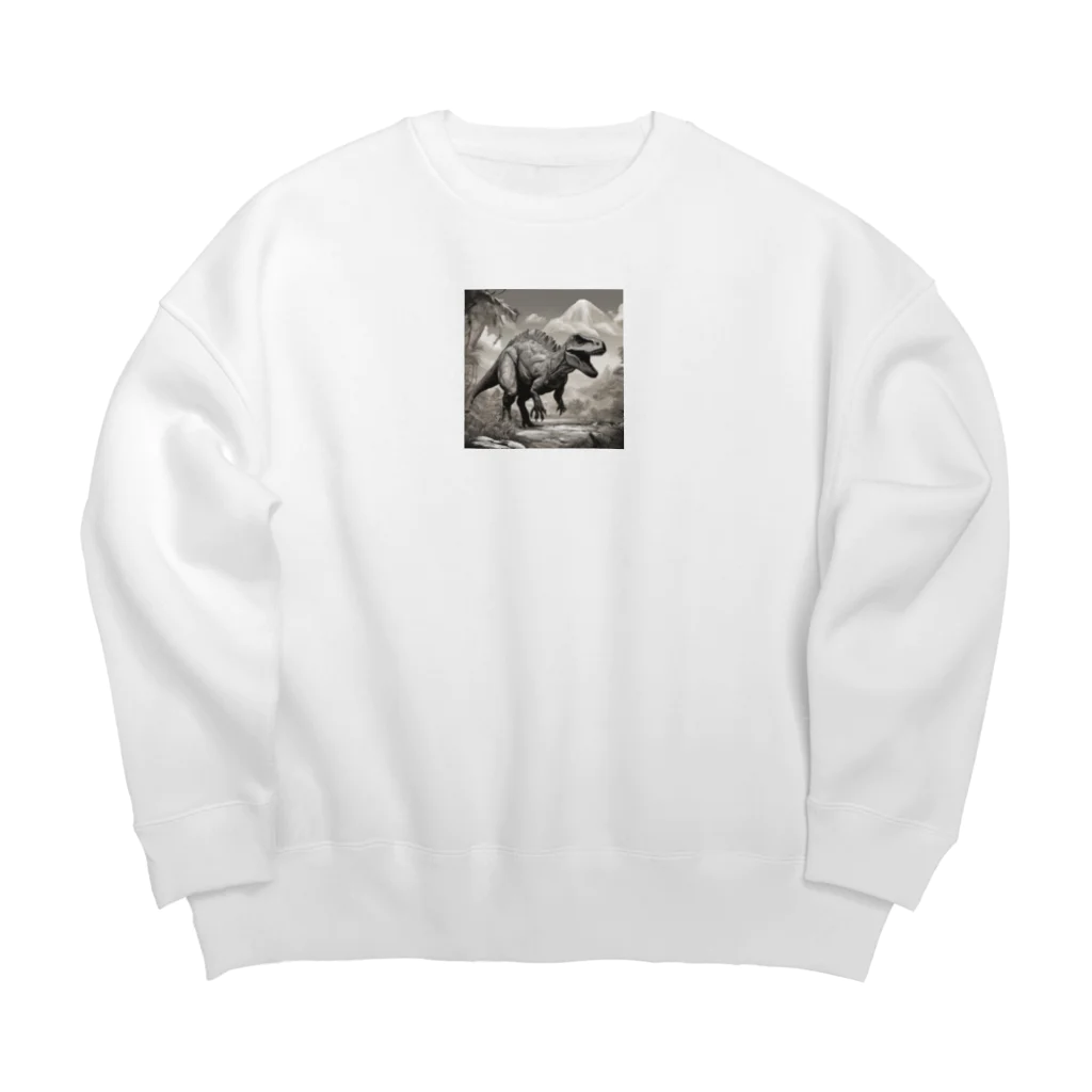 konyuの白黒恐竜 Big Crew Neck Sweatshirt