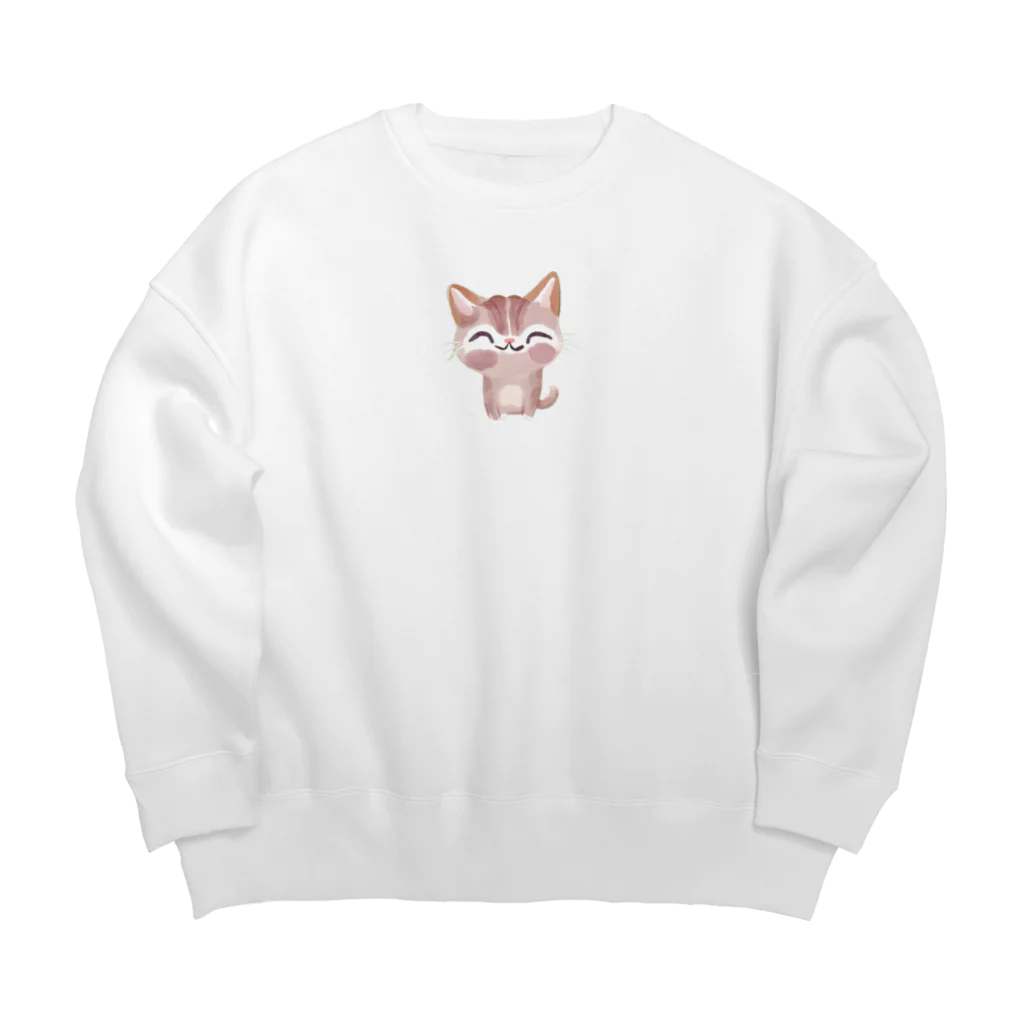 青黒黄色の猫の癒し Big Crew Neck Sweatshirt