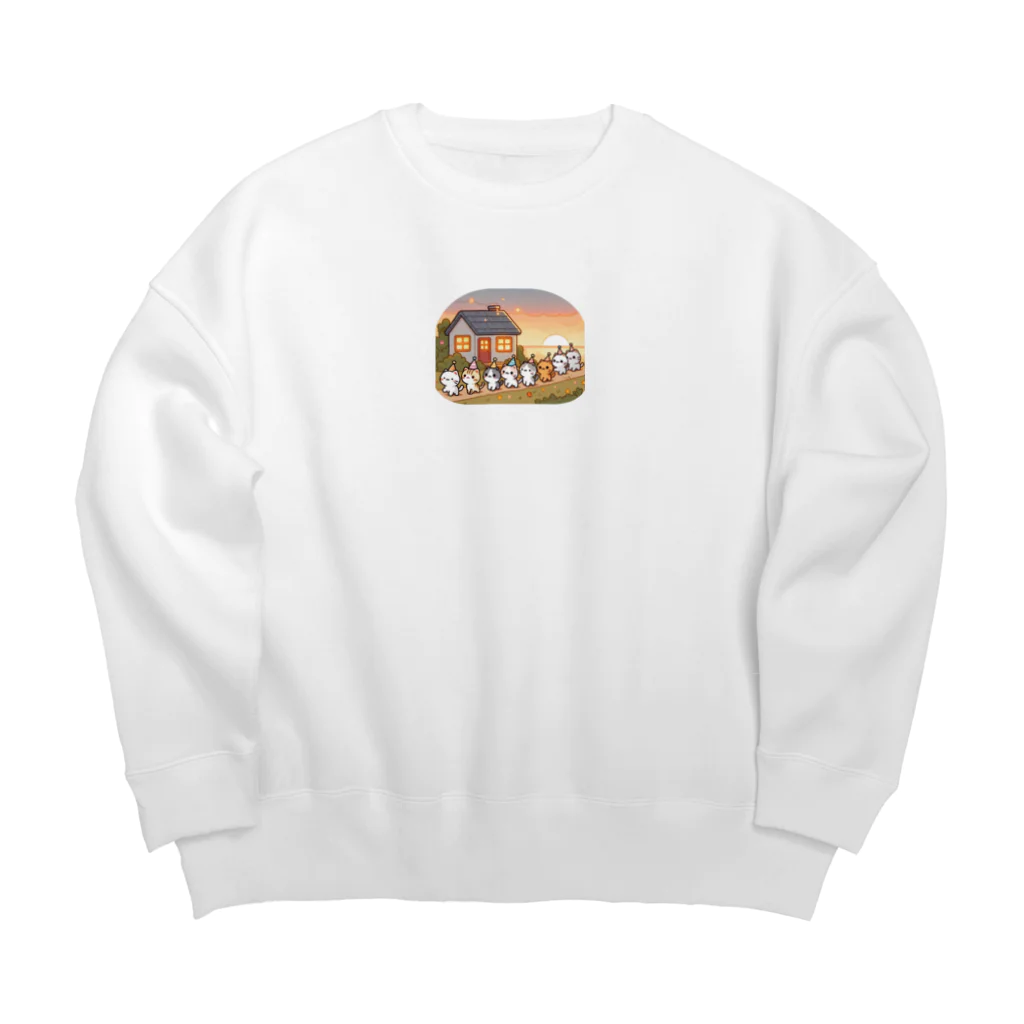 子猫カーニバルの子猫のパーティーの帰り Big Crew Neck Sweatshirt