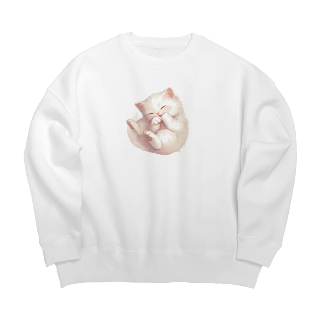 RKENの夢の中で冒険中のかわいらしい猫ちゃん。 Big Crew Neck Sweatshirt