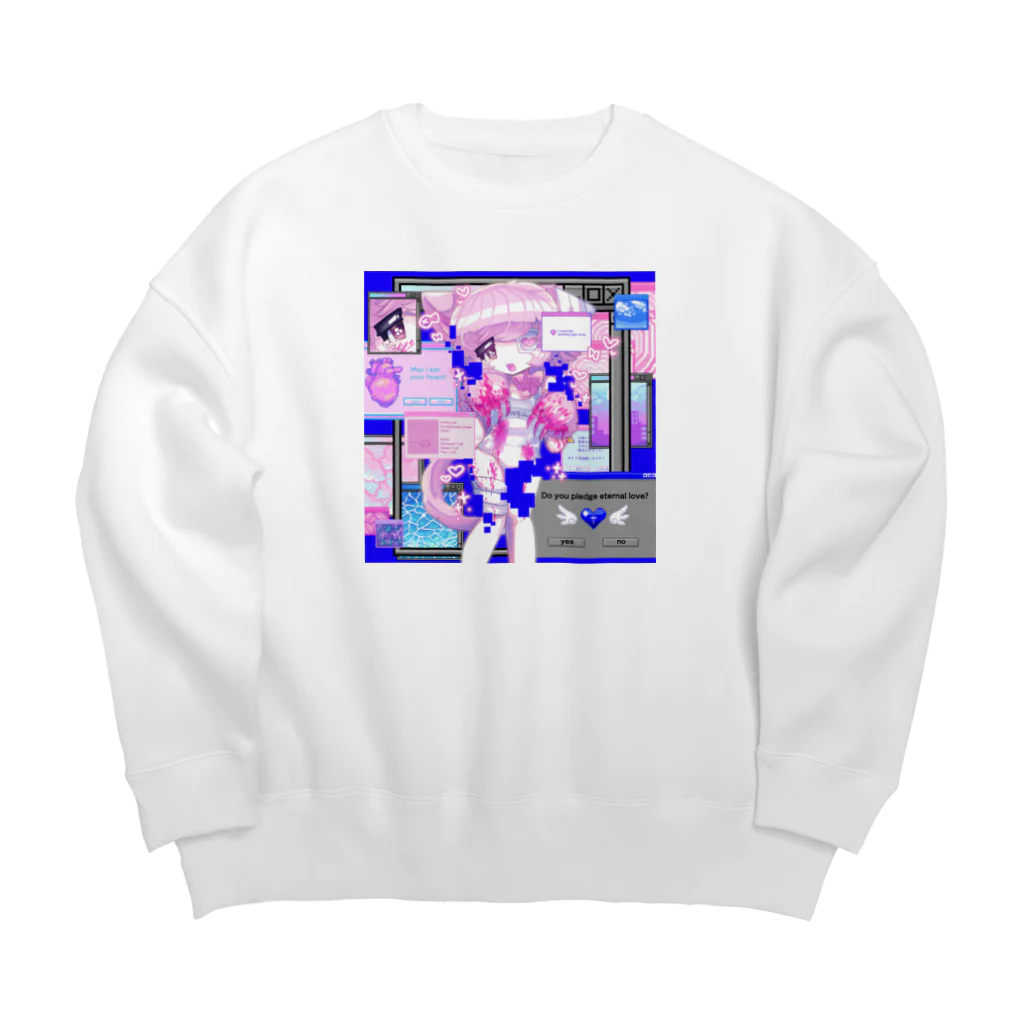 ムラサキゲジゲジのオンラインショップのマカロン ぐちゃぐちゃサイバー Big Crew Neck Sweatshirt