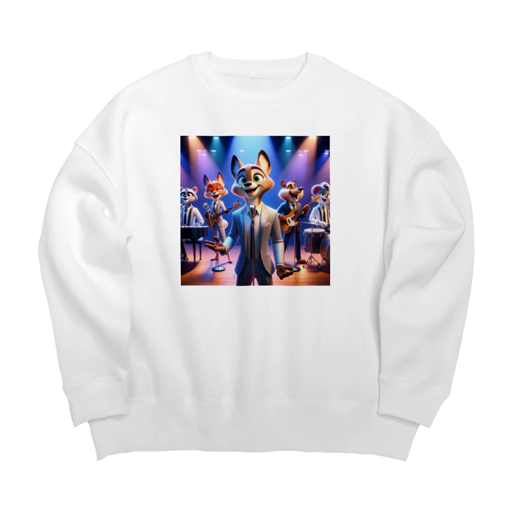 ANIMAL HEROES -musical band-の「グルーヴィー・フォックス・ジャズバンド」：アニマルズ・イン・スーツ Big Crew Neck Sweatshirt