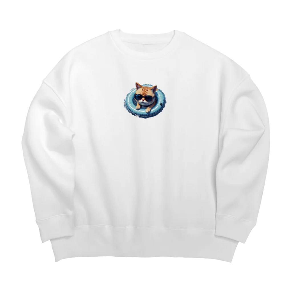 メロンパン猫のぷかぷか猫 Big Crew Neck Sweatshirt