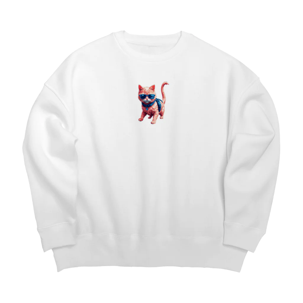 メロンパン猫のイケ猫 Big Crew Neck Sweatshirt