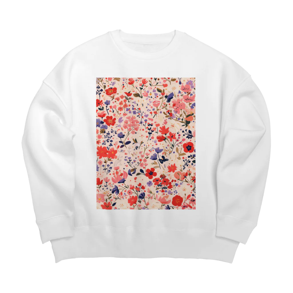 AQUAMETAVERSEの花柄のプリント　なでしこ1478 Big Crew Neck Sweatshirt