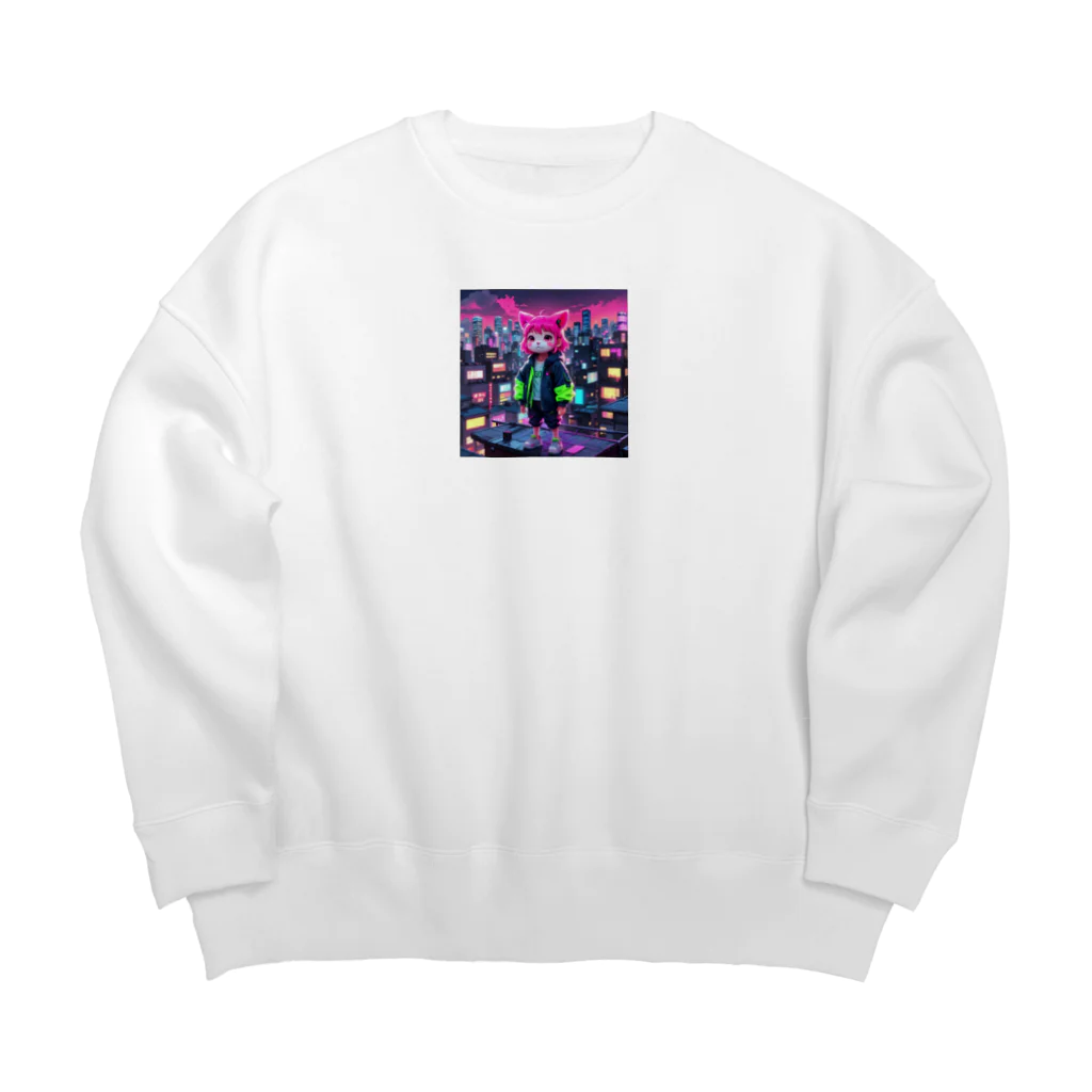 AI妖怪大図鑑のネオン妖怪　エモナ Big Crew Neck Sweatshirt