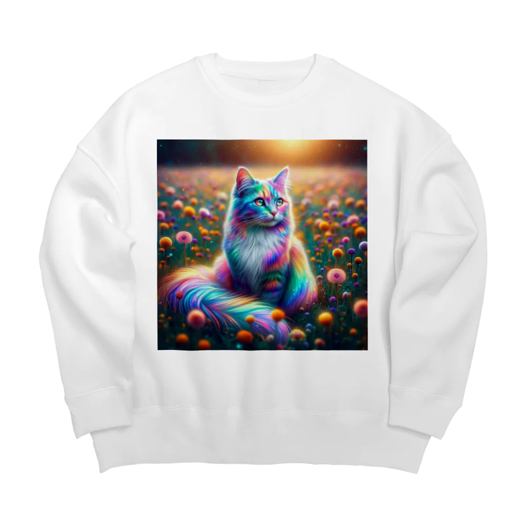 momonekokoの虹色に輝く優雅な猫 Big Crew Neck Sweatshirt