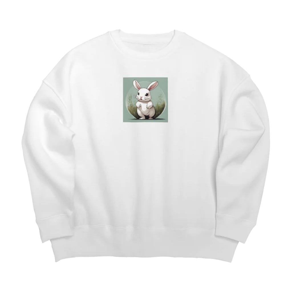 pompomダンスのうさぎのピョンのグッズです Big Crew Neck Sweatshirt