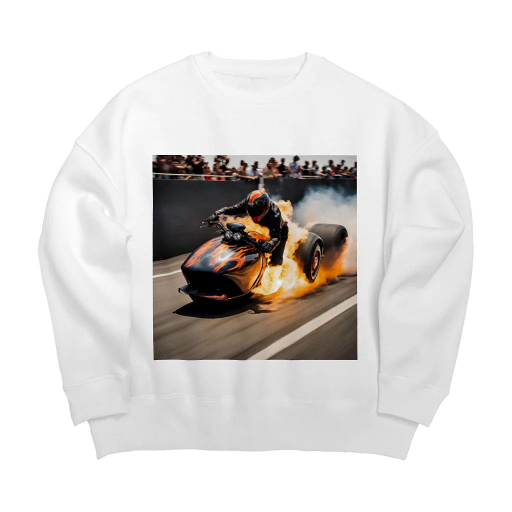 the blue seasonの熱狂のドラッグレース - 火を噴くスピードの挑戦 Big Crew Neck Sweatshirt