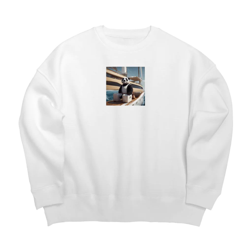 大人な動物のお店のヨットでクルージングする成金パンダ Big Crew Neck Sweatshirt