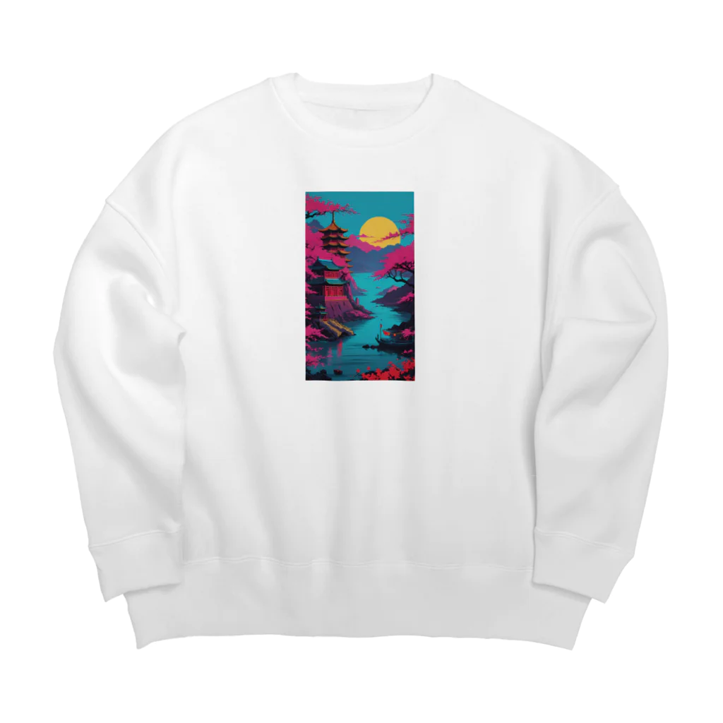 thedarkesthourのアジア　中国　日本　寺院　月夜　プレゼント Big Crew Neck Sweatshirt