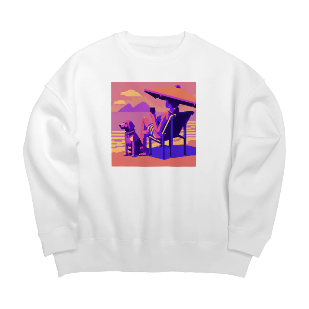 winwin6126のパラソルと愛犬！ Big Crew Neck Sweatshirt