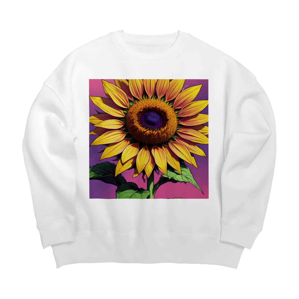 LOGOstylesのピンクや紫色の背景に映えるかわいいヒマワリ Big Crew Neck Sweatshirt